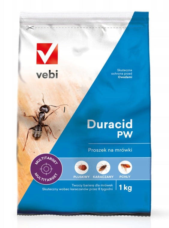 Proszek na mrówki karaluchy. Środek na pchły pluskwy. Duracid PW 1kg