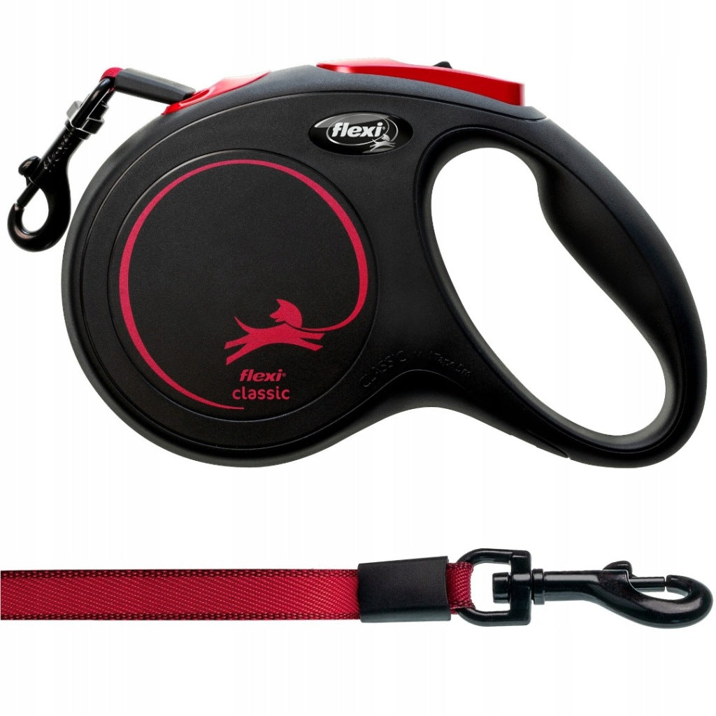Smycz Flexi New Classic M Taśma 5m Automatyczna Dla Psów do 25kg Black Fire