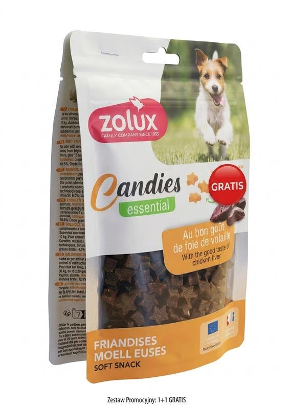 Miękkie przysmaki treningowe dla psa CANDIES gwiazdki z wątróbką 150g + 1 GRATIS