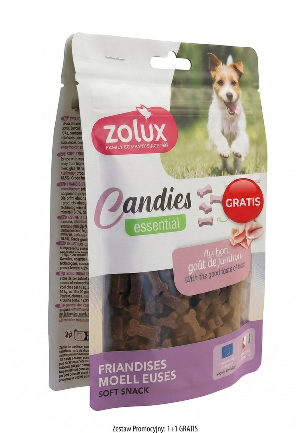 Miękkie przysmaki treningowe dla psa CANDIES mini kostki z szynką 150g + 1 GRATIS