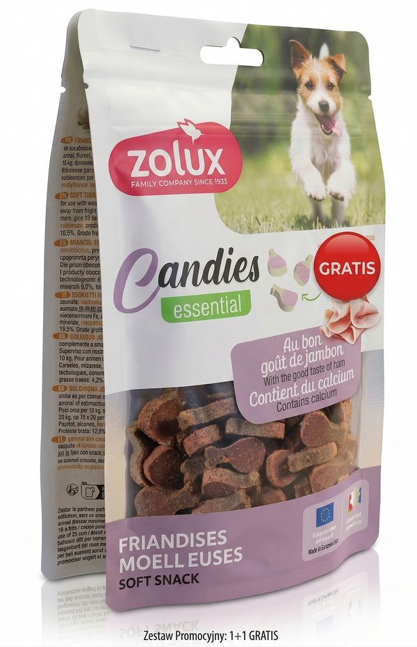Miękkie przysmaki treningowe dla psa CANDIES mini udka z szynką 150g+ 1 GRATIS
